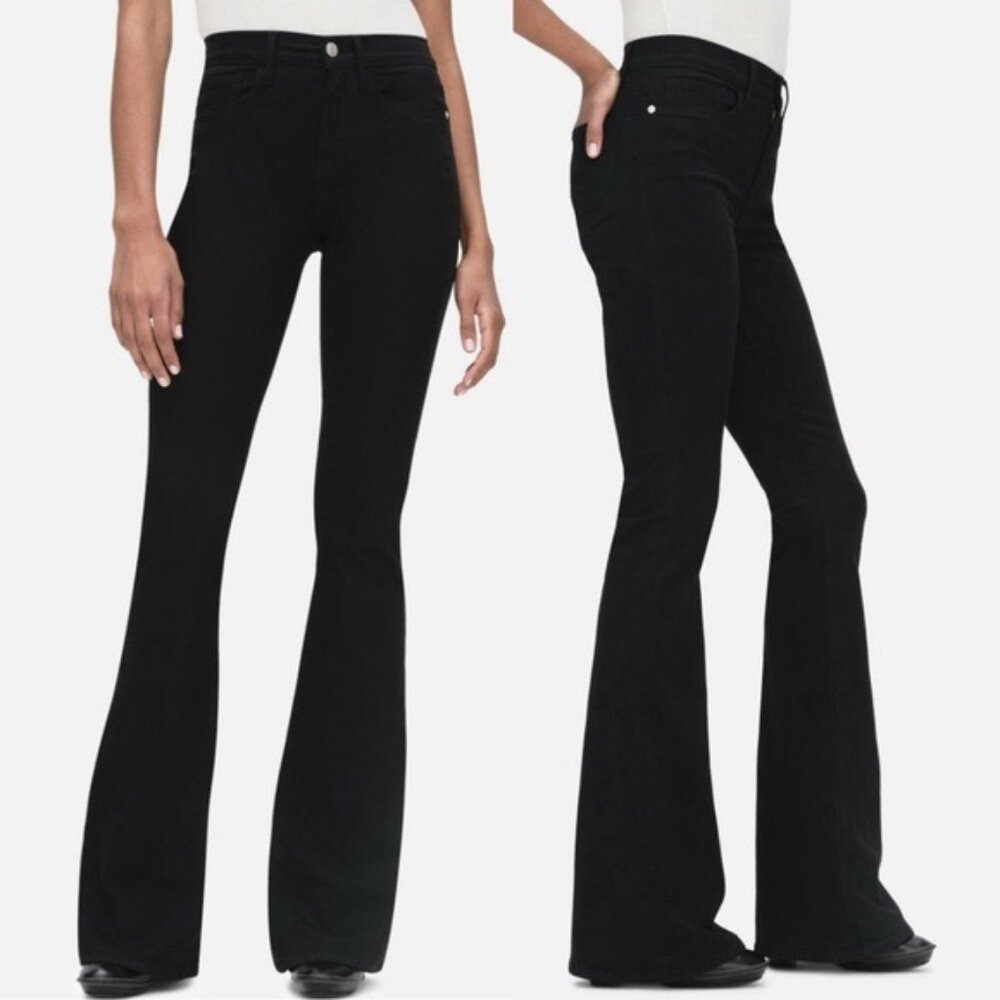 Frame Le High Flare Noir Black Jeans 26 NWT
